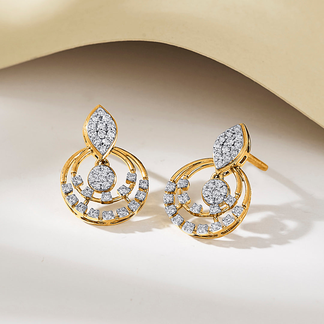 Halo Spark Gold Stud Diamond Earring for Women