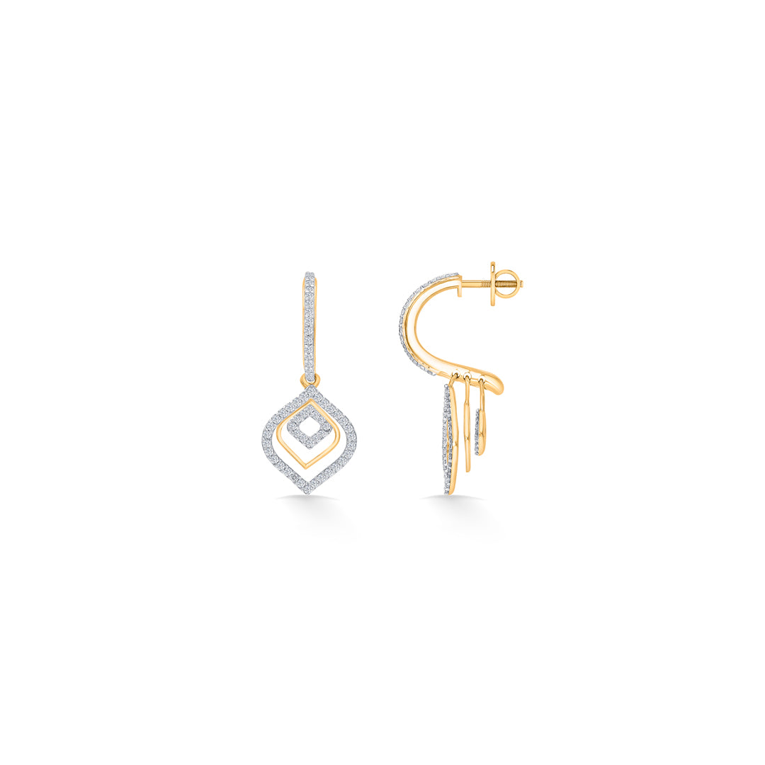 leafy gold & diamond dia earring earring for women