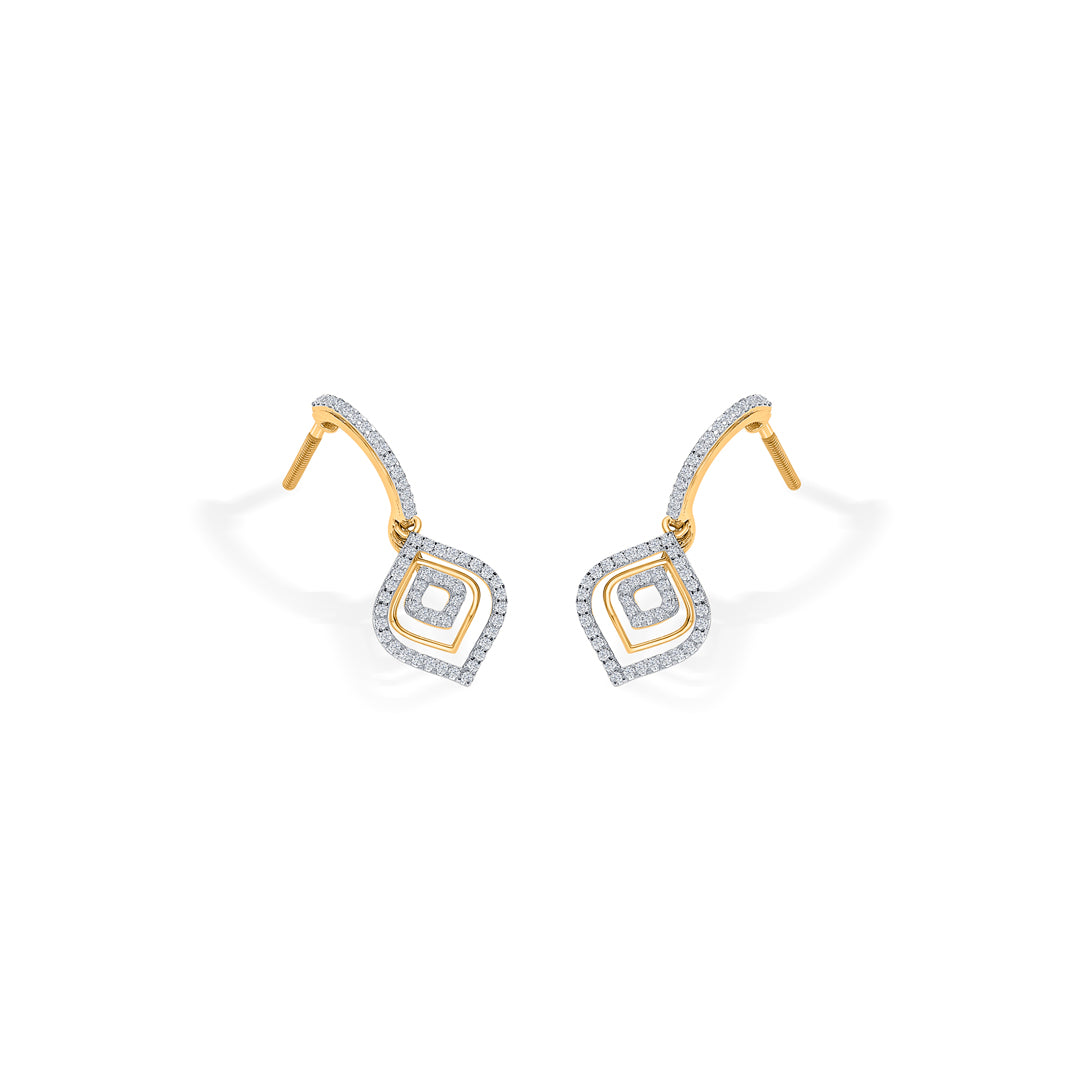 leafy gold & diamond dia earring earring for women