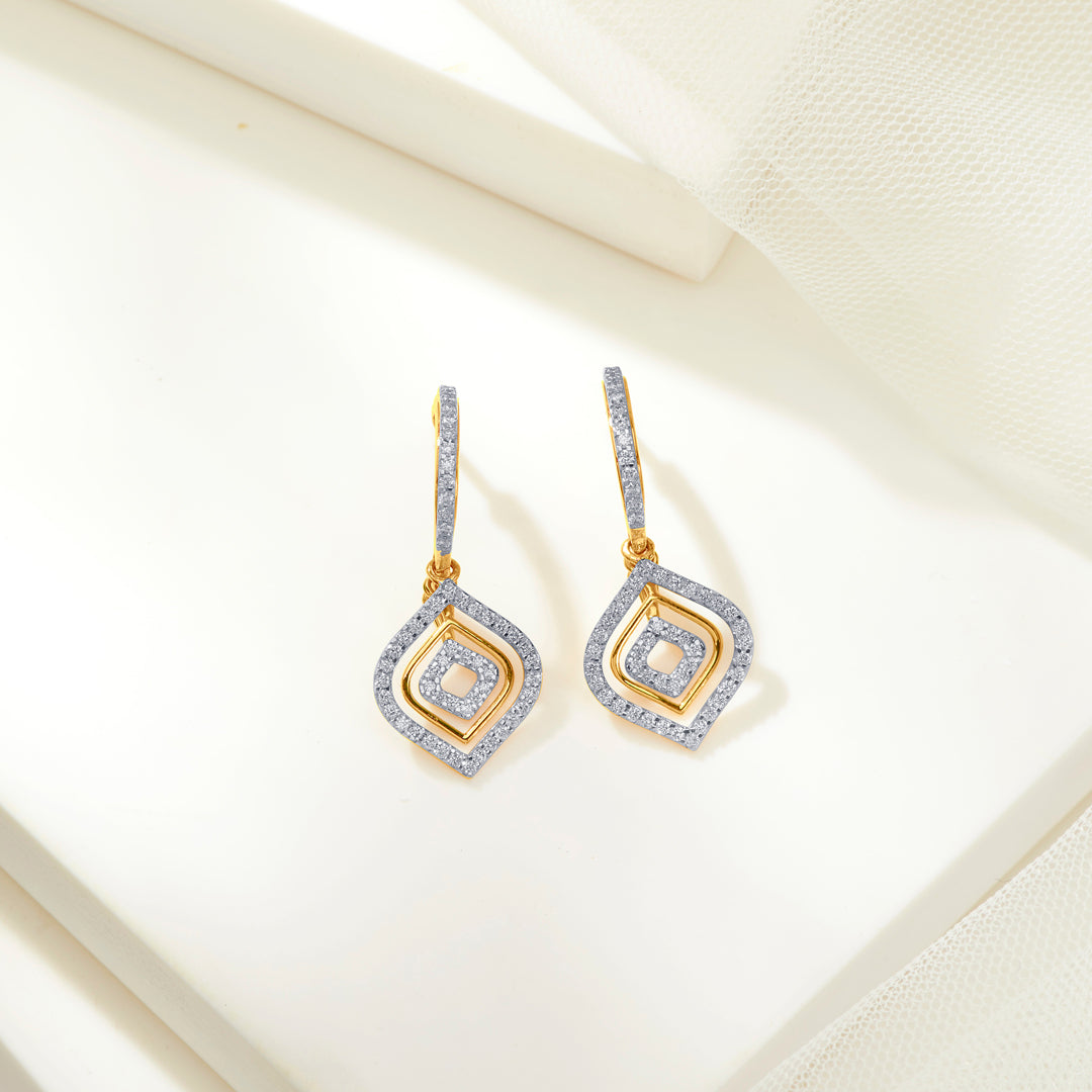 leafy gold & diamond dia earring earring for women