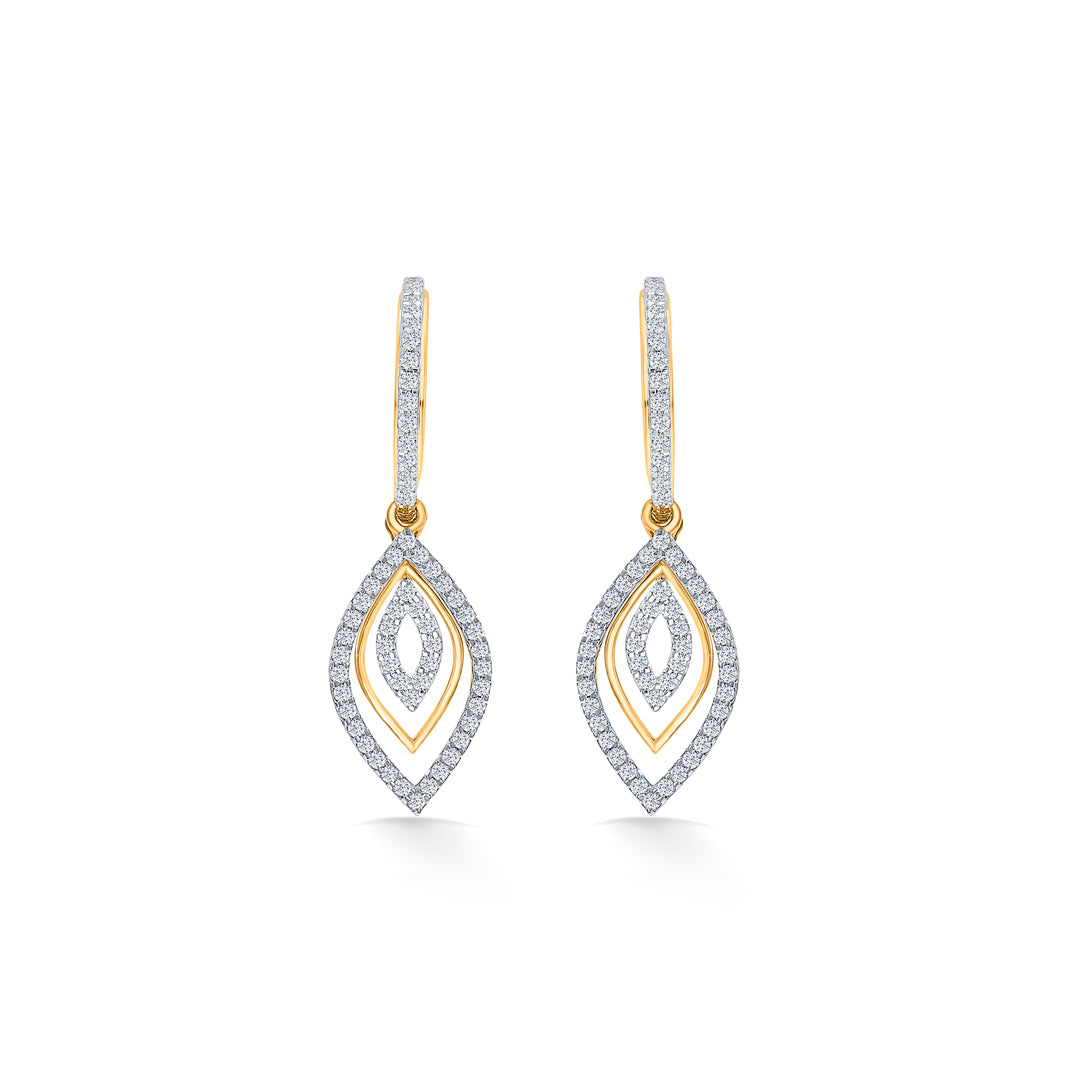 Leafy Gold & Diamond Drops & Dangler Earring For Women