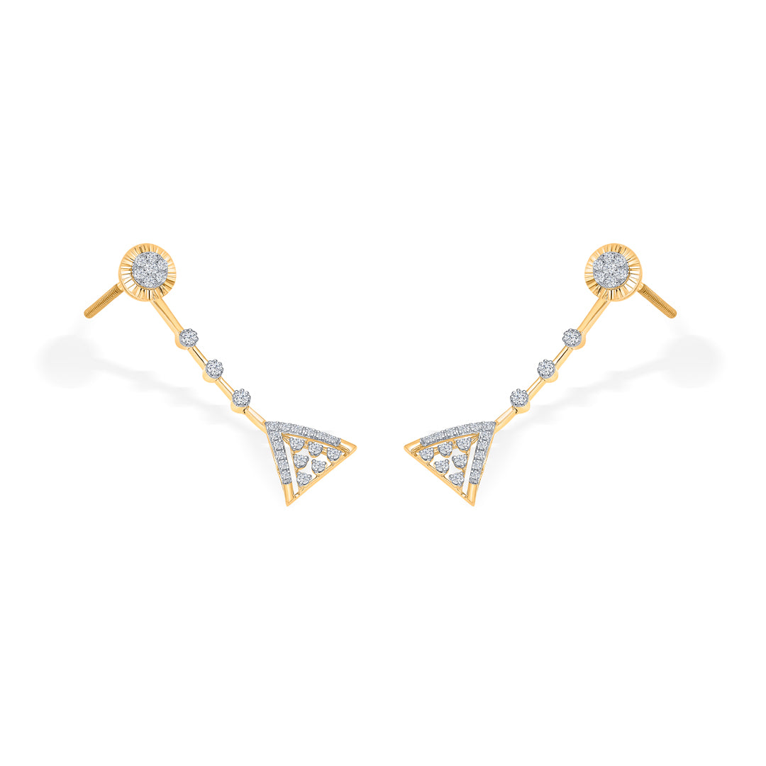 diora point gold & diamond drops & dangler earring