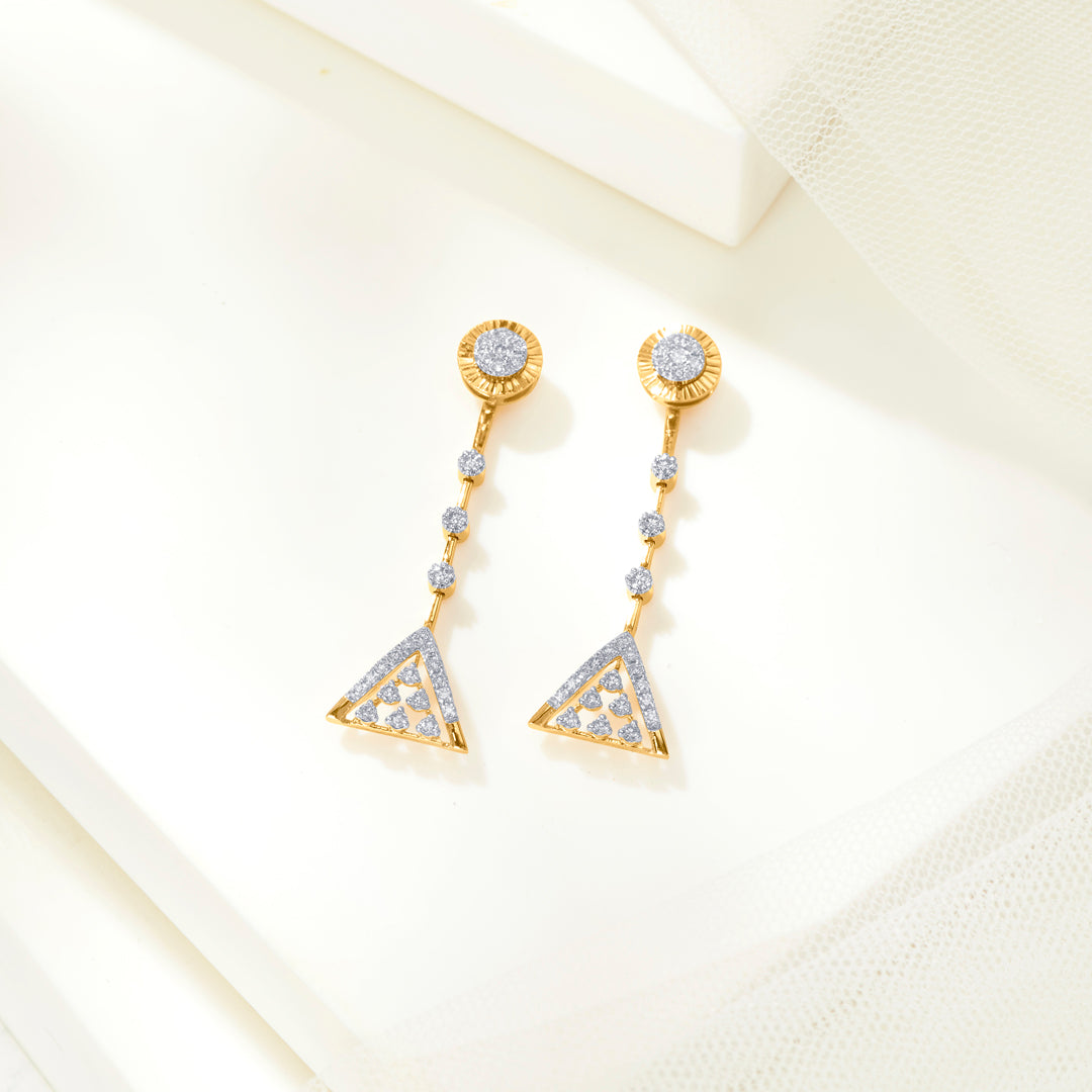 diora point gold & diamond drops & dangler earring