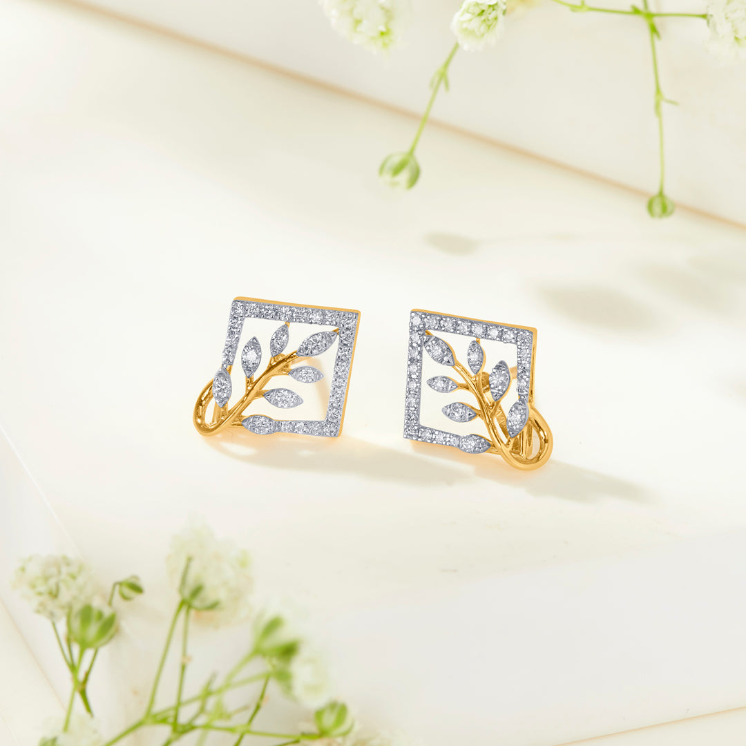 Sylvara Bloom Gold & Diamond Stud Earring