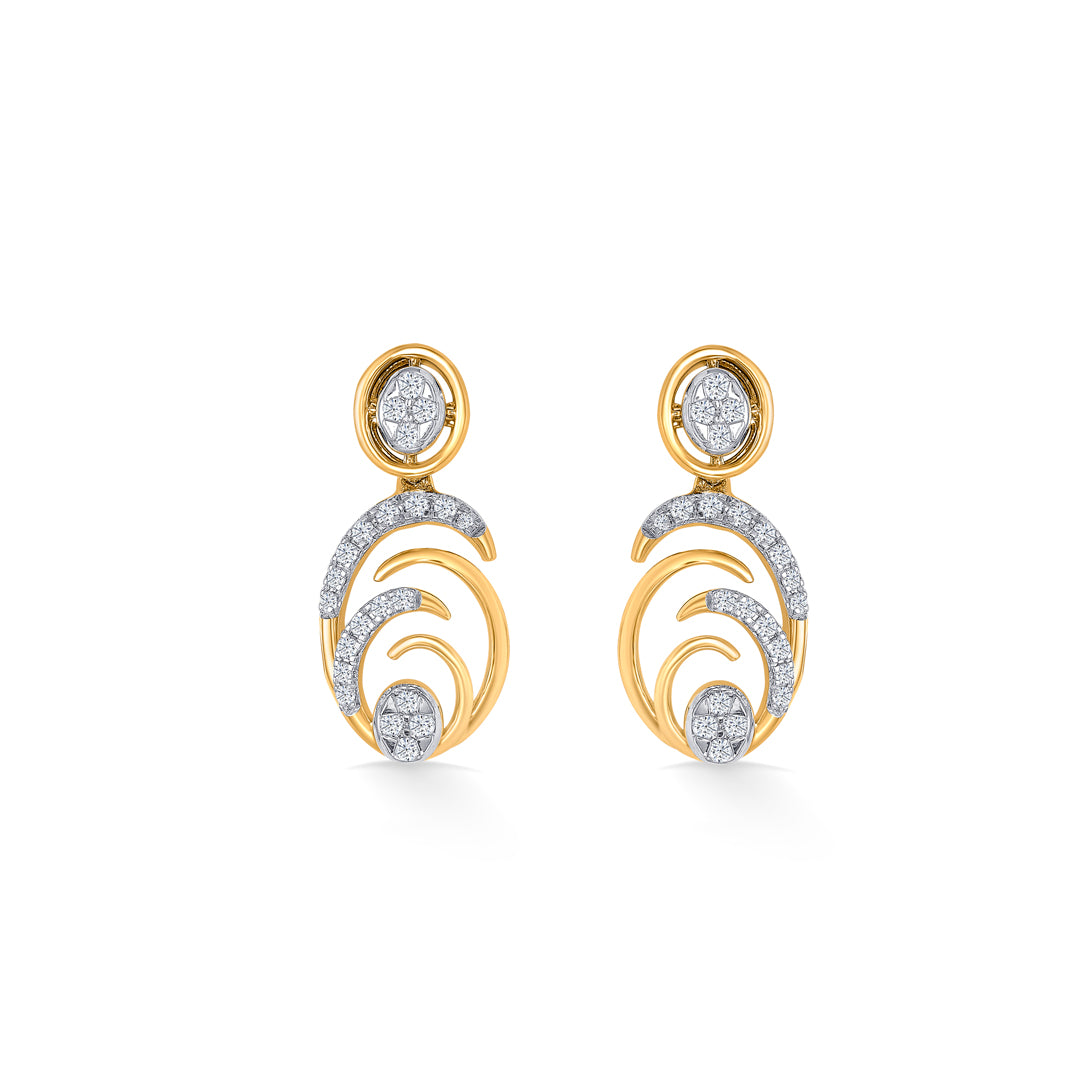 Oblong Gold & Diamond Drops & Dangler Earring For Women