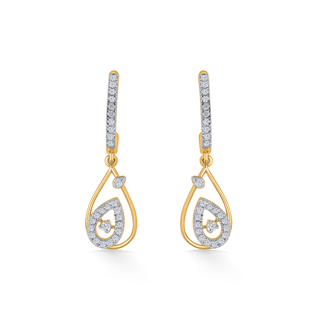 Droplet Gold & Diamond Hoops & Huggies Earring For Women