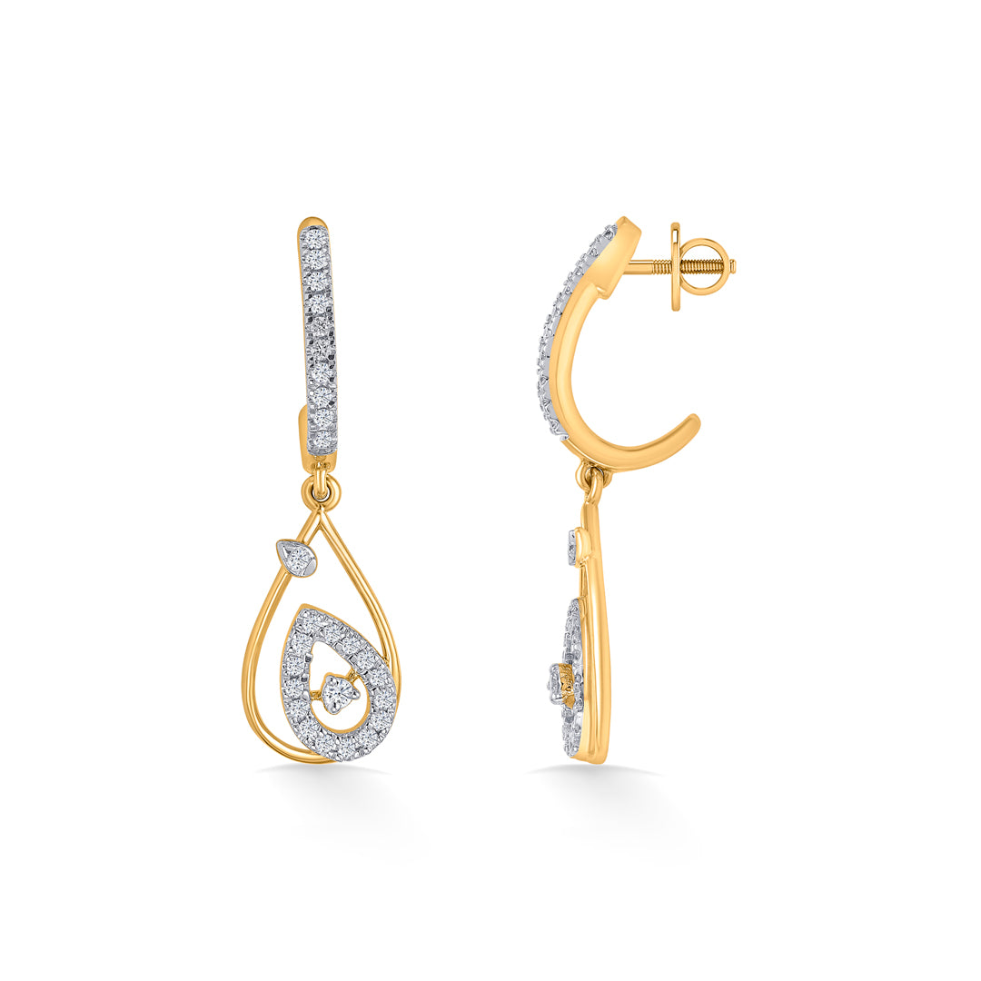 droplet gold & diamond hoops & huggies earring for women