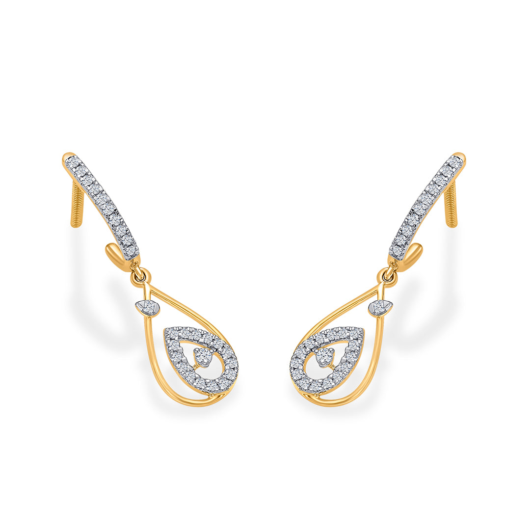 droplet gold & diamond hoops & huggies earring for women