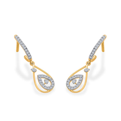Droplet Gold & Diamond Hoops & Huggies Earring For Women