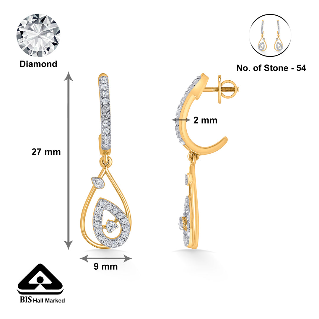 droplet gold & diamond hoops & huggies earring for women