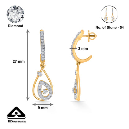 Droplet Gold & Diamond Hoops & Huggies Earring For Women
