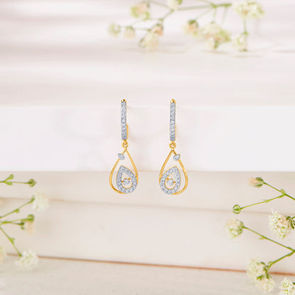 Droplet Gold & Diamond Hoops & Huggies Earring For Women