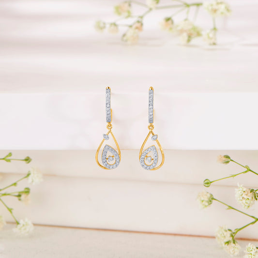 Droplet Gold & Diamond Hoops & Huggies Earring For Women