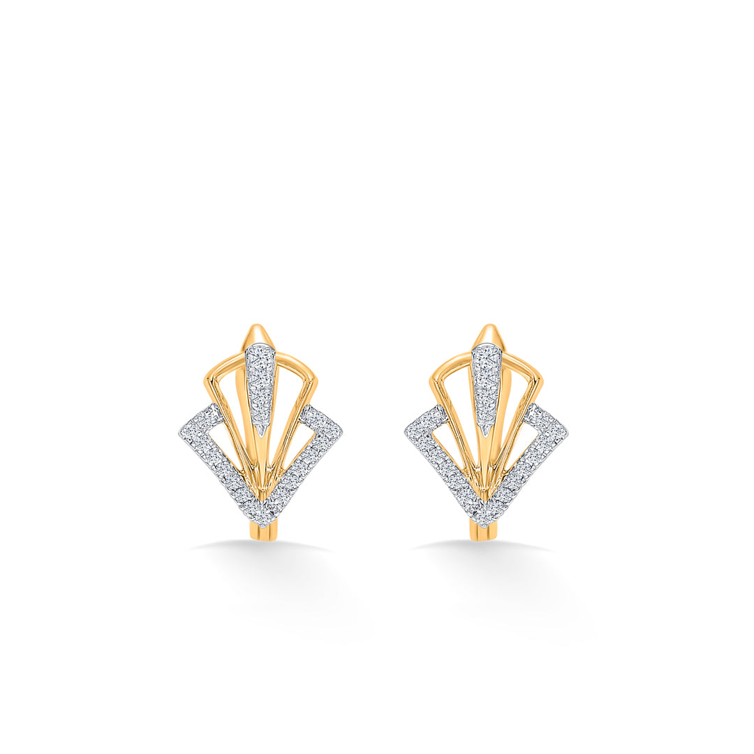 Prism Edge Gold Hoops & Huggies Earring For Women