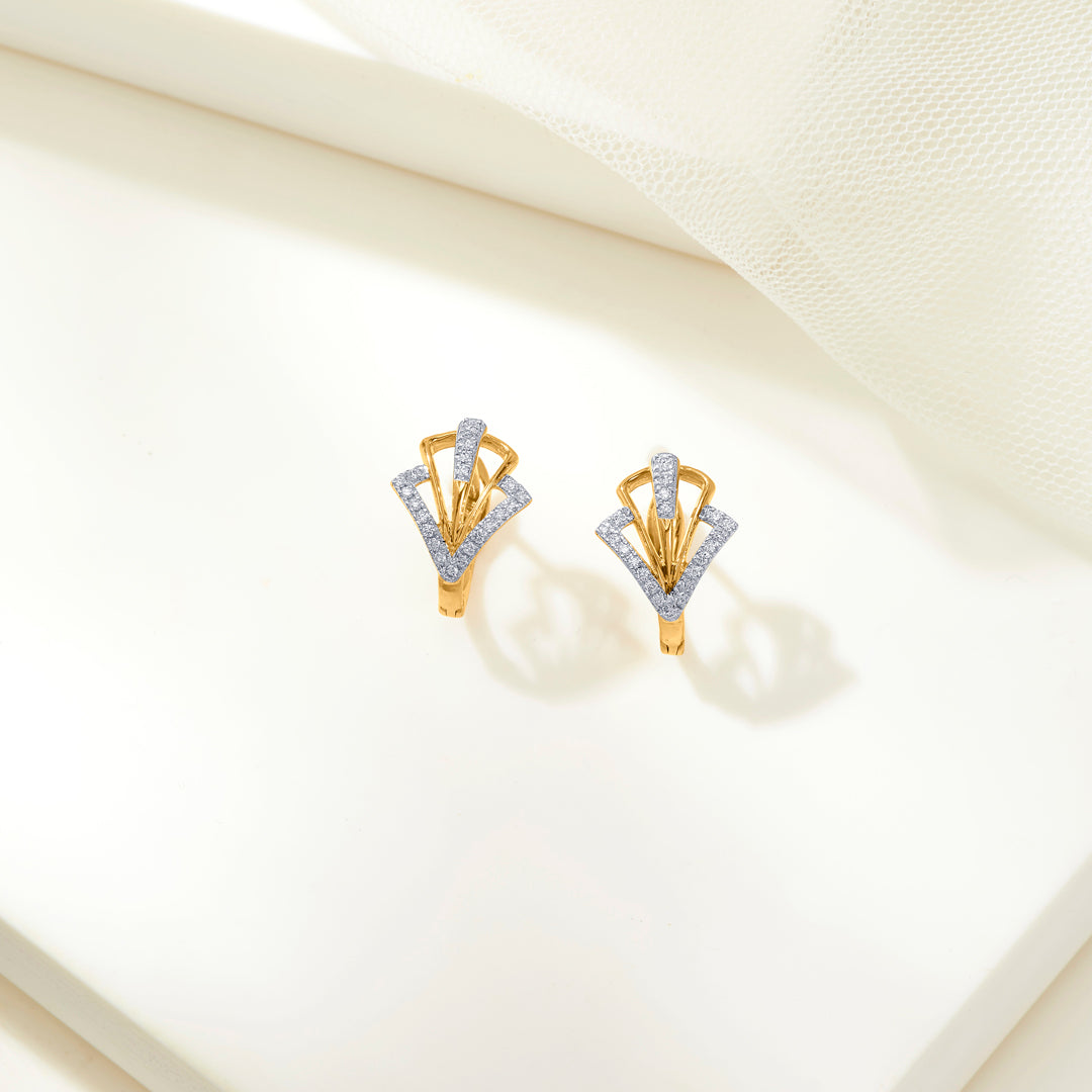 Prism Edge Gold Hoops & Huggies Earring For Women