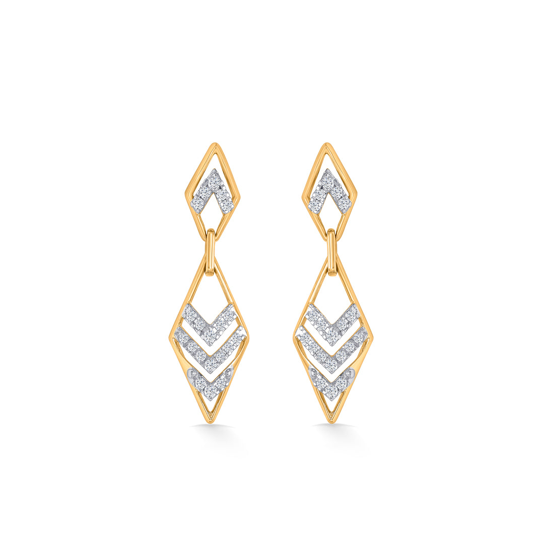 Futuristic Charm Gold Dangler Earring For Women