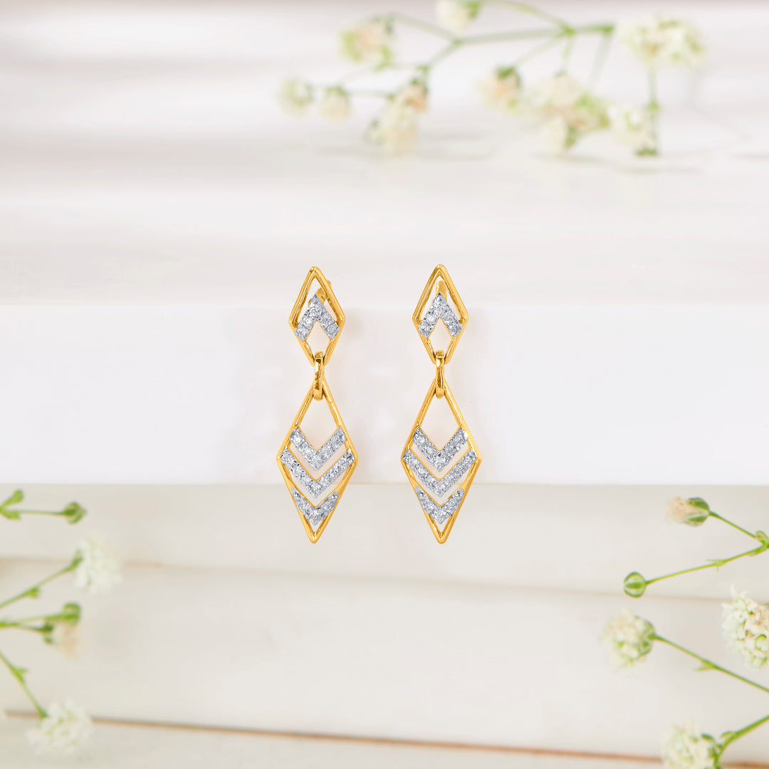 Futuristic Charm Gold Dangler Earring For Women