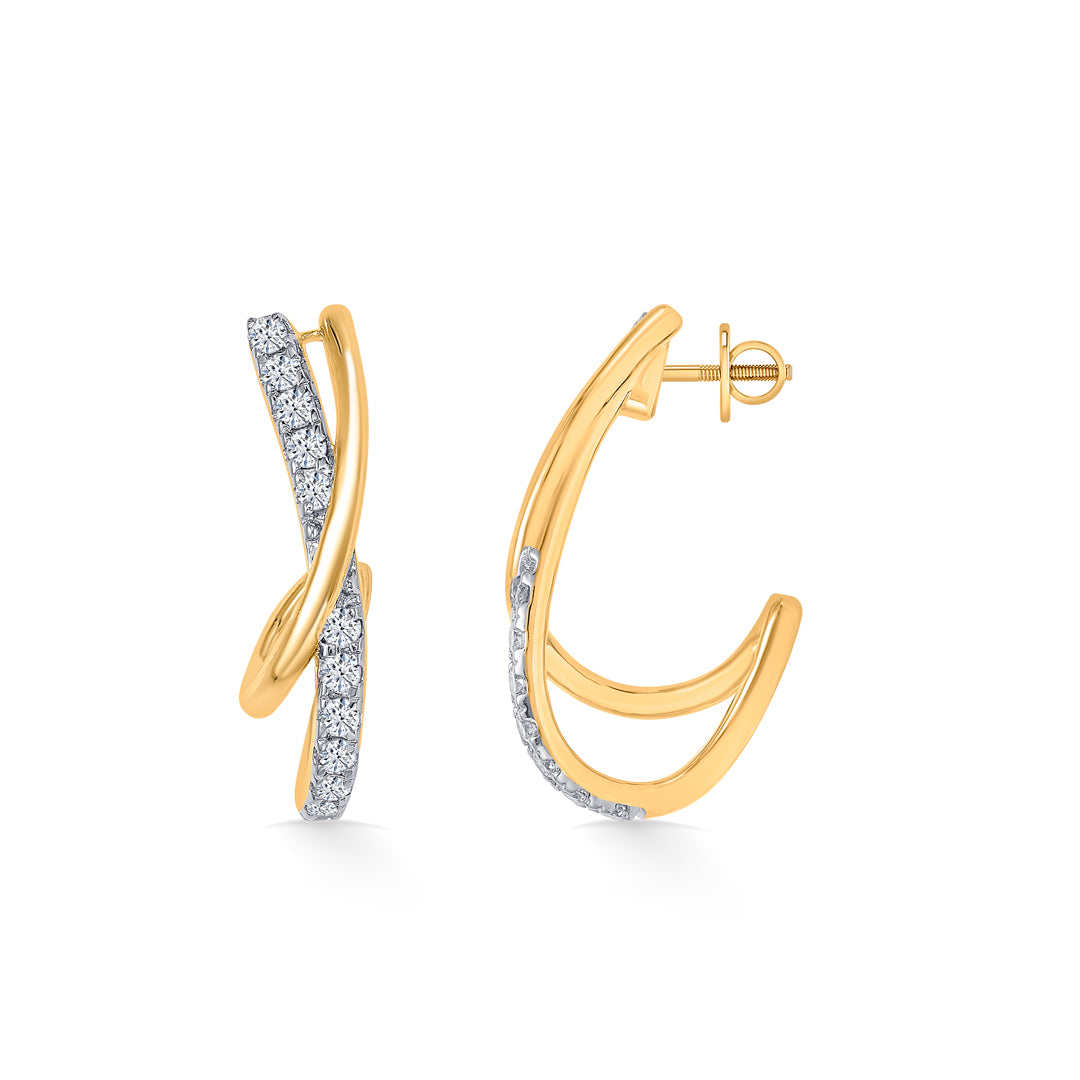 xquisite shine gold & diamond hoops & huggies earring