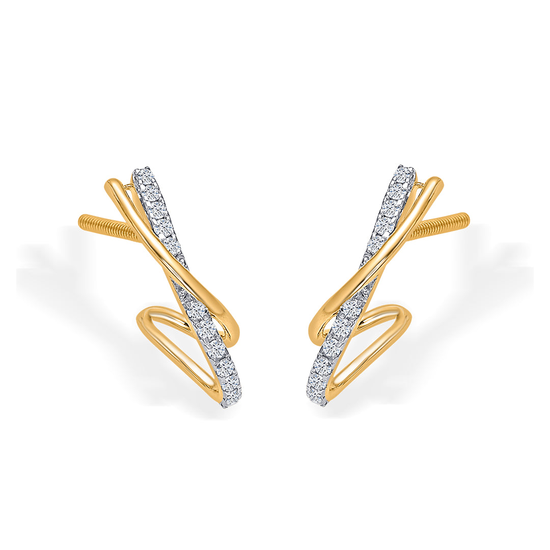 xquisite shine gold & diamond hoops & huggies earring