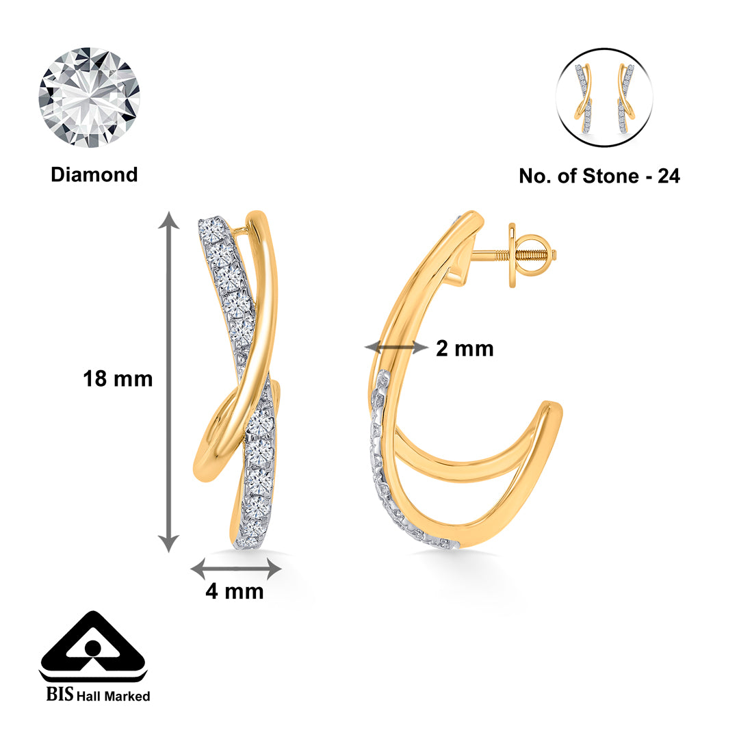 xquisite shine gold & diamond hoops & huggies earring
