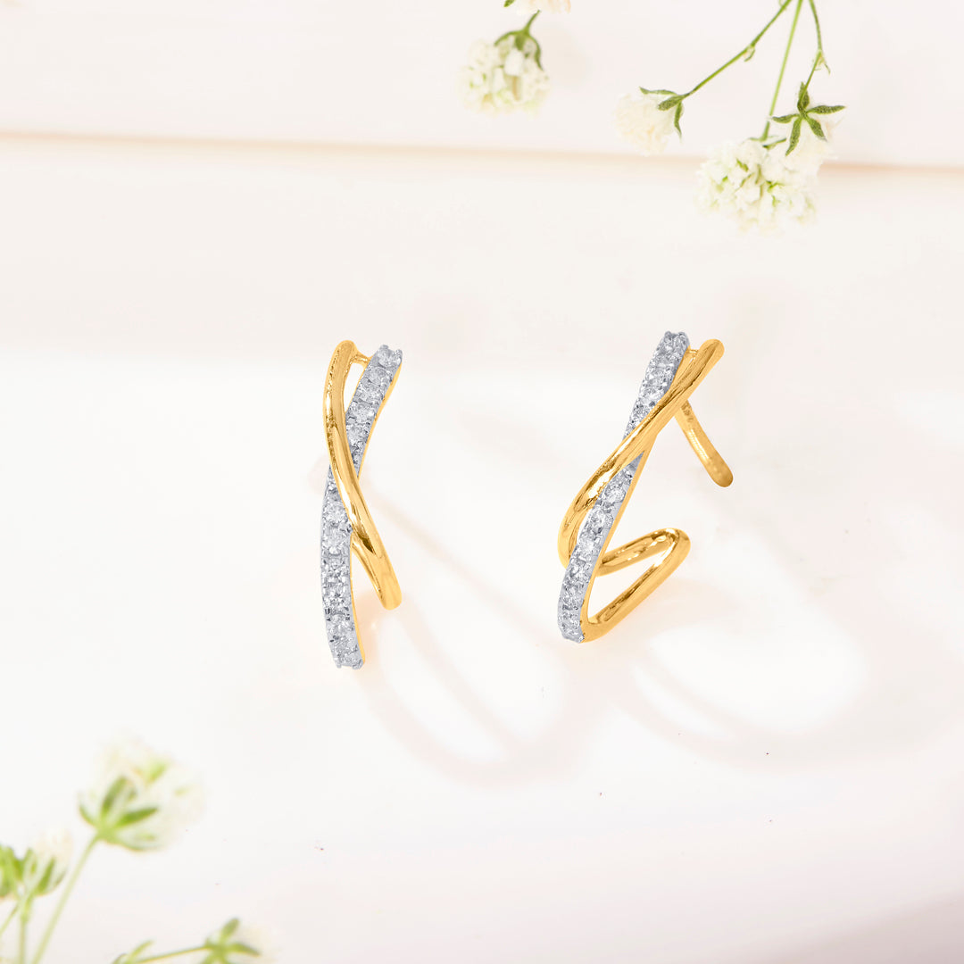 Xquisite Shine Gold & Diamond Hoops & Huggies Earring