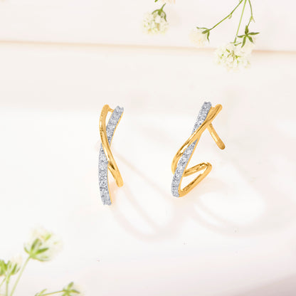 Xquisite Shine Gold & Diamond Hoops & Huggies Earring