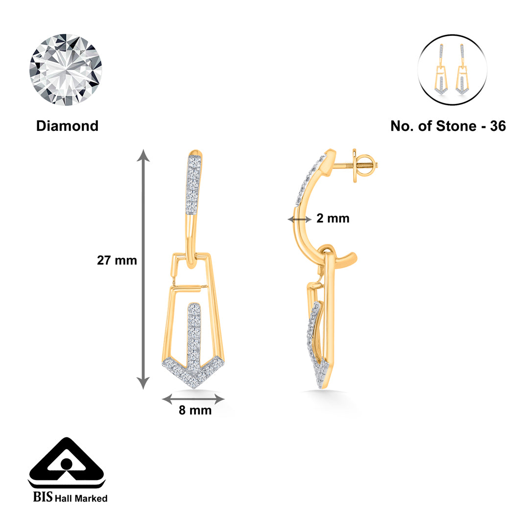 royal wave gold dangler earring for woman