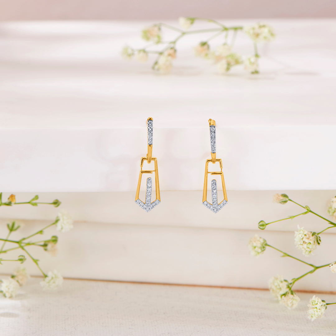 Royal Wave Gold Dangler Earring For Women