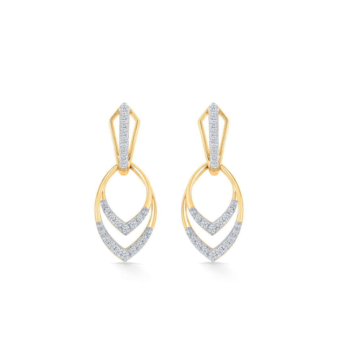 Ornate Drift Gold Dangler Earring For Women