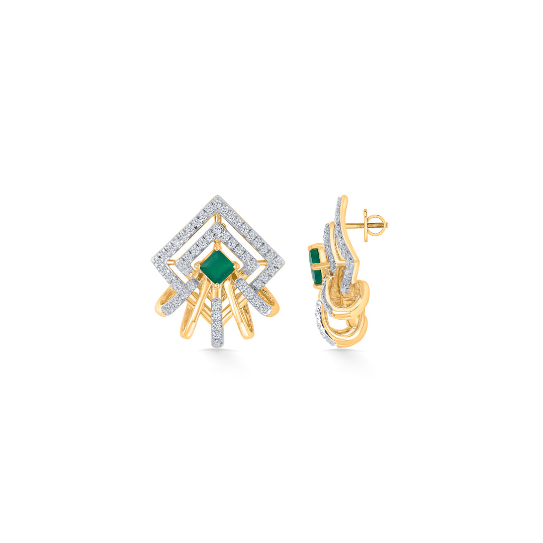 peridot gold & diamond stud earring for women