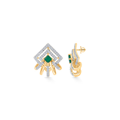 Peridot Gold & Diamond Stud Earring For Women