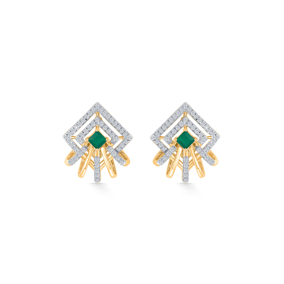 Peridot Gold & Diamond Stud Earring For Women