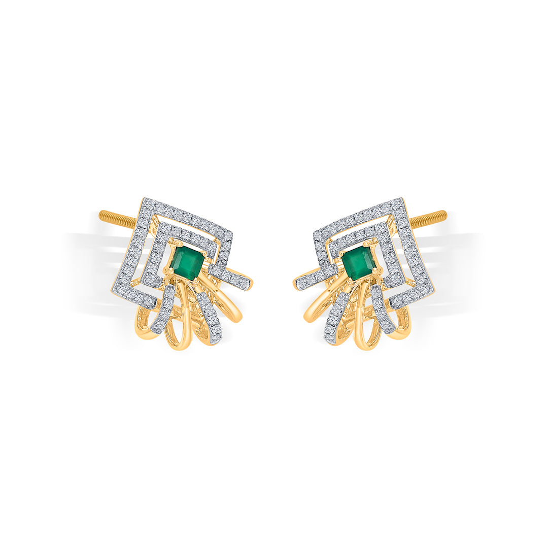 peridot gold & diamond stud earring for women