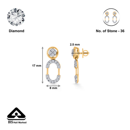Ecliptica Loop Gold & Diamond Drops & Dangler Earring