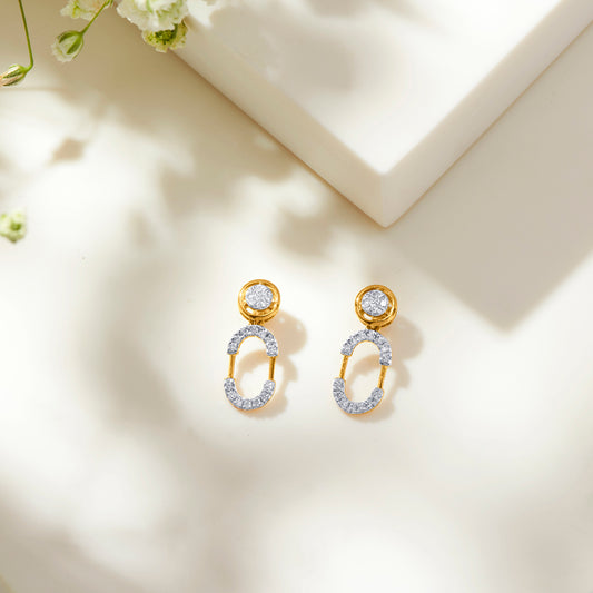 Ecliptica Loop Gold & Diamond Drops & Dangler Earring