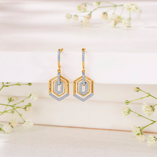 Sixfold Gold & Diamond Hoops & Huggies Earring For Women