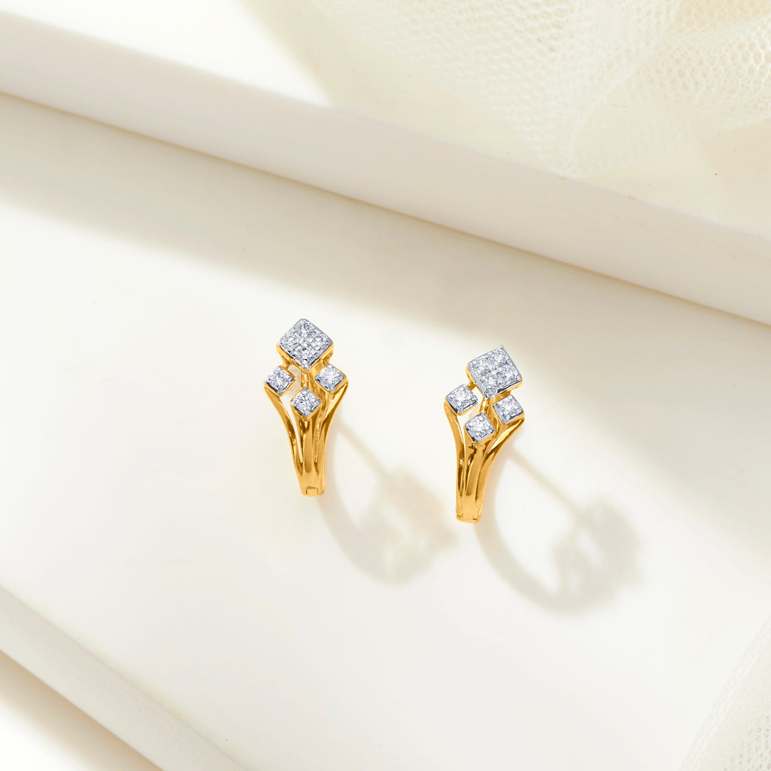 Nebula Gold & Diamond Hoops & Huggies Earring For Women