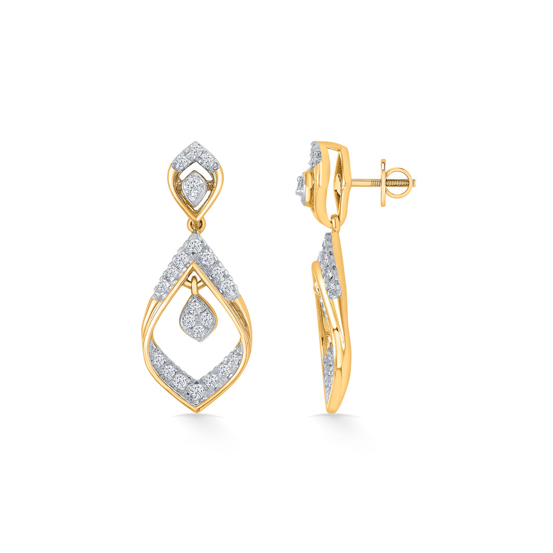 celestia gold & diamond drops & dangler earring for women