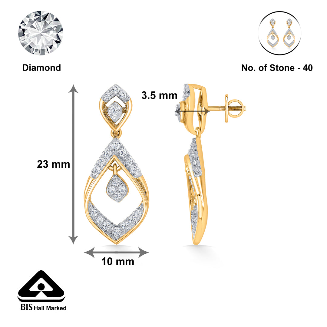 celestia gold & diamond drops & dangler earring for women