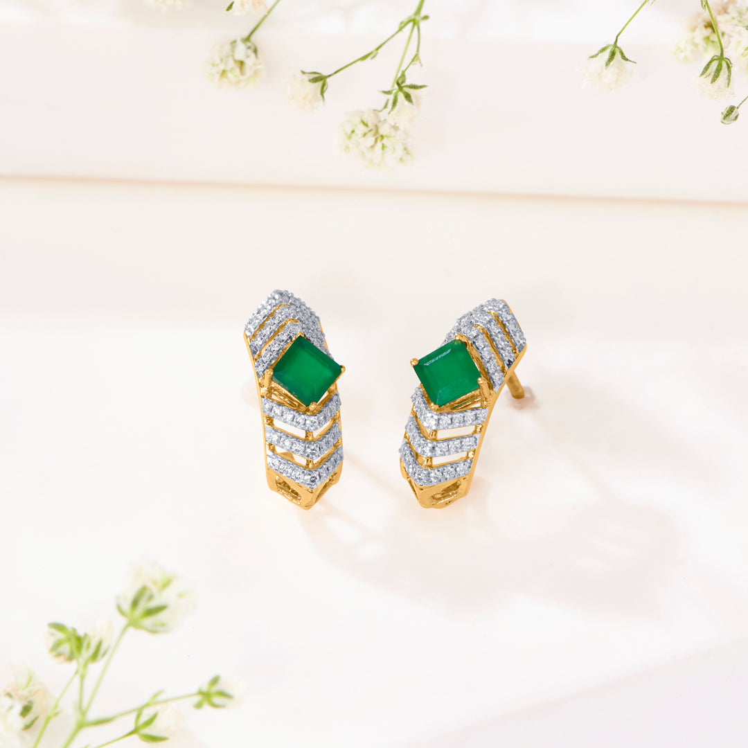 peridot gold & diamond hoops & huggies earring for women