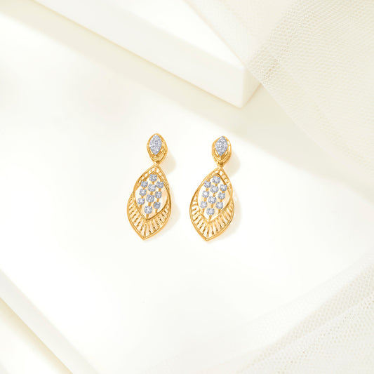Shadow Sparkle Gold Dangler Earring For Woman
