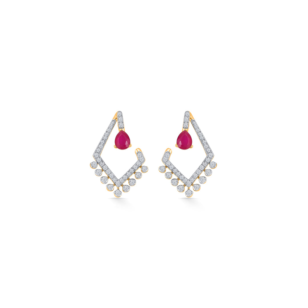 Candor Gold & Diamond Stud Earring For Women