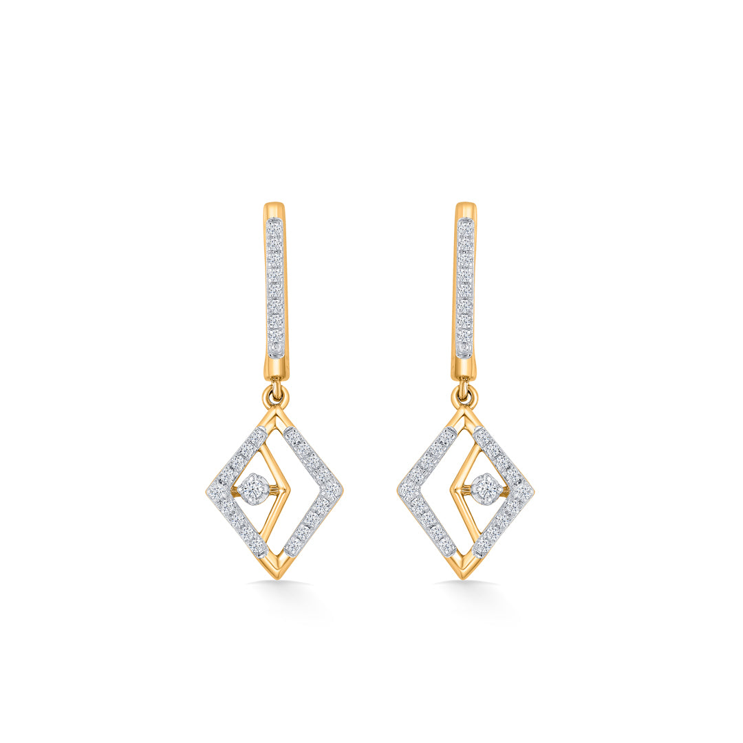 Quadrate Gold & Diamond Hoops & Huggies Earring For Women