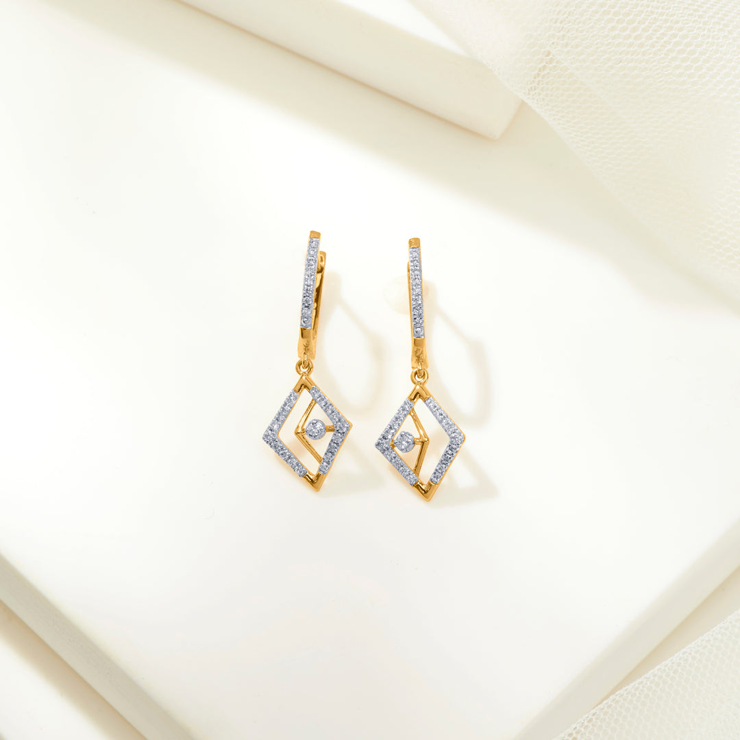 Quadrate Gold & Diamond Hoops & Huggies Earring For Women