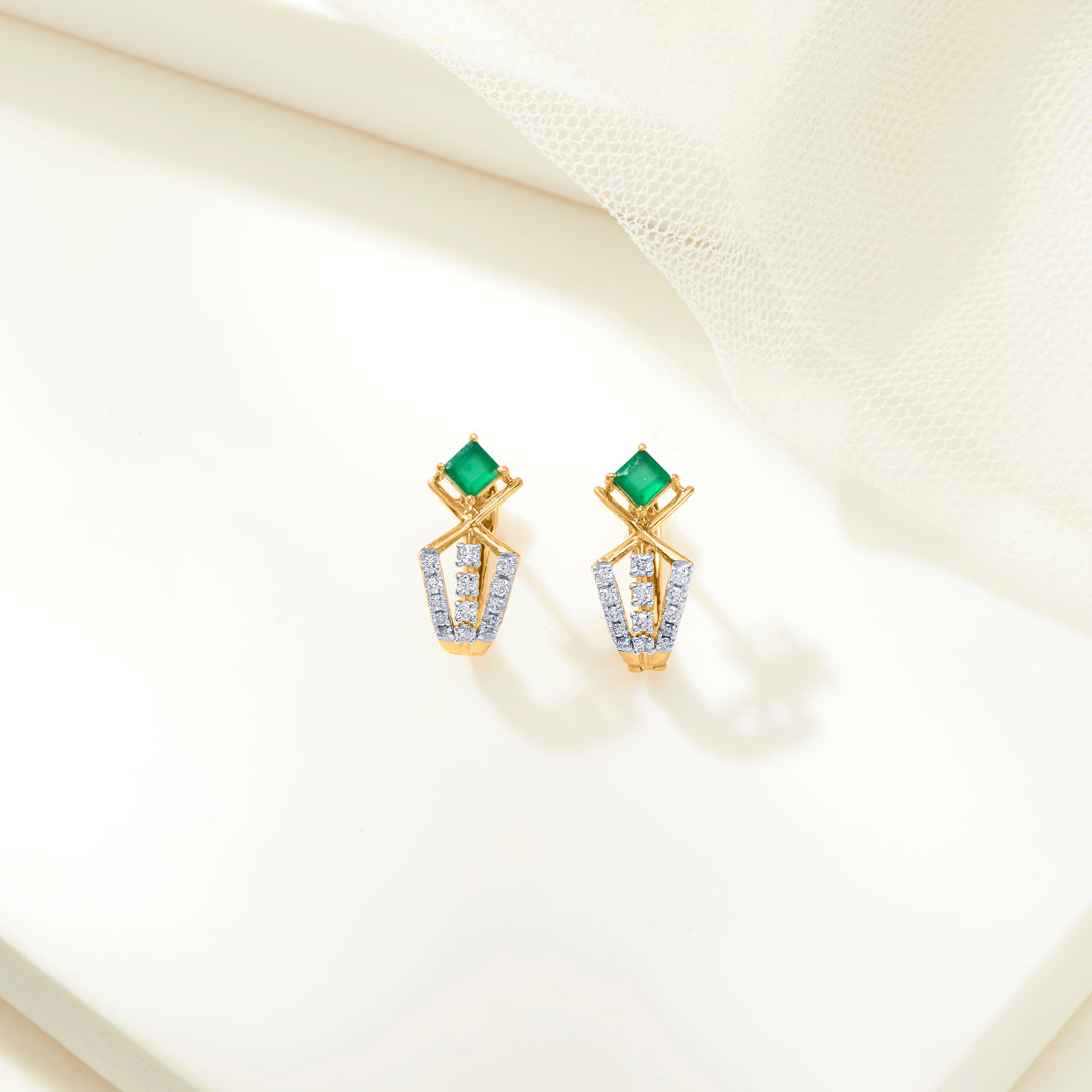 elvora prism gold & diamond hoops & huggies earring