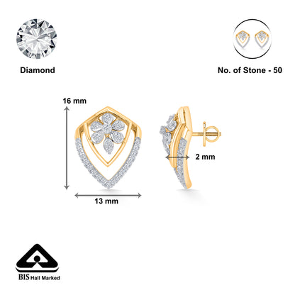 Florava Guard Gold & Diamond Stud Earring