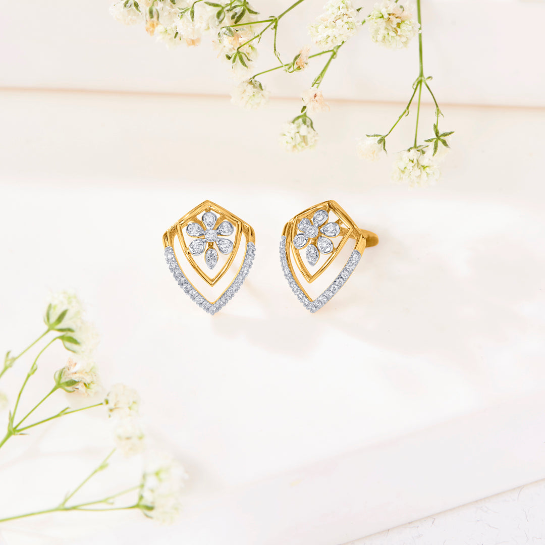 Florava Guard Gold & Diamond Stud Earring
