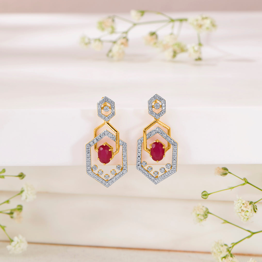 Hexad Gold & Diamond Drops & Dangler Earring For Women