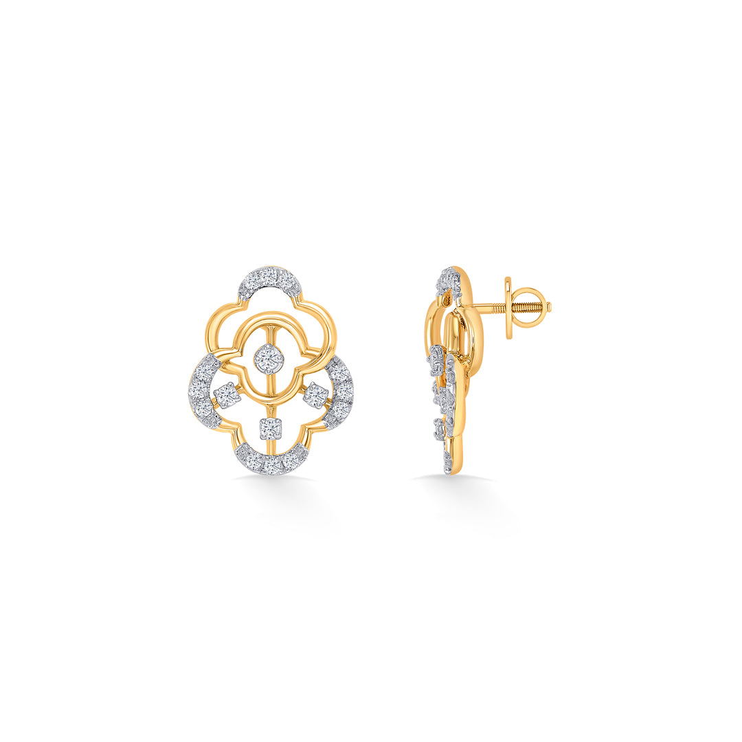 nebula gold & diamond stud earring for women