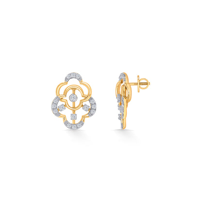 Nebula Gold & Diamond Stud Earring For Women